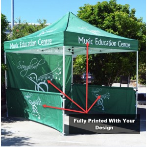 3x3 Printed Canopy,Back Wall and Half Side Walls With Frame